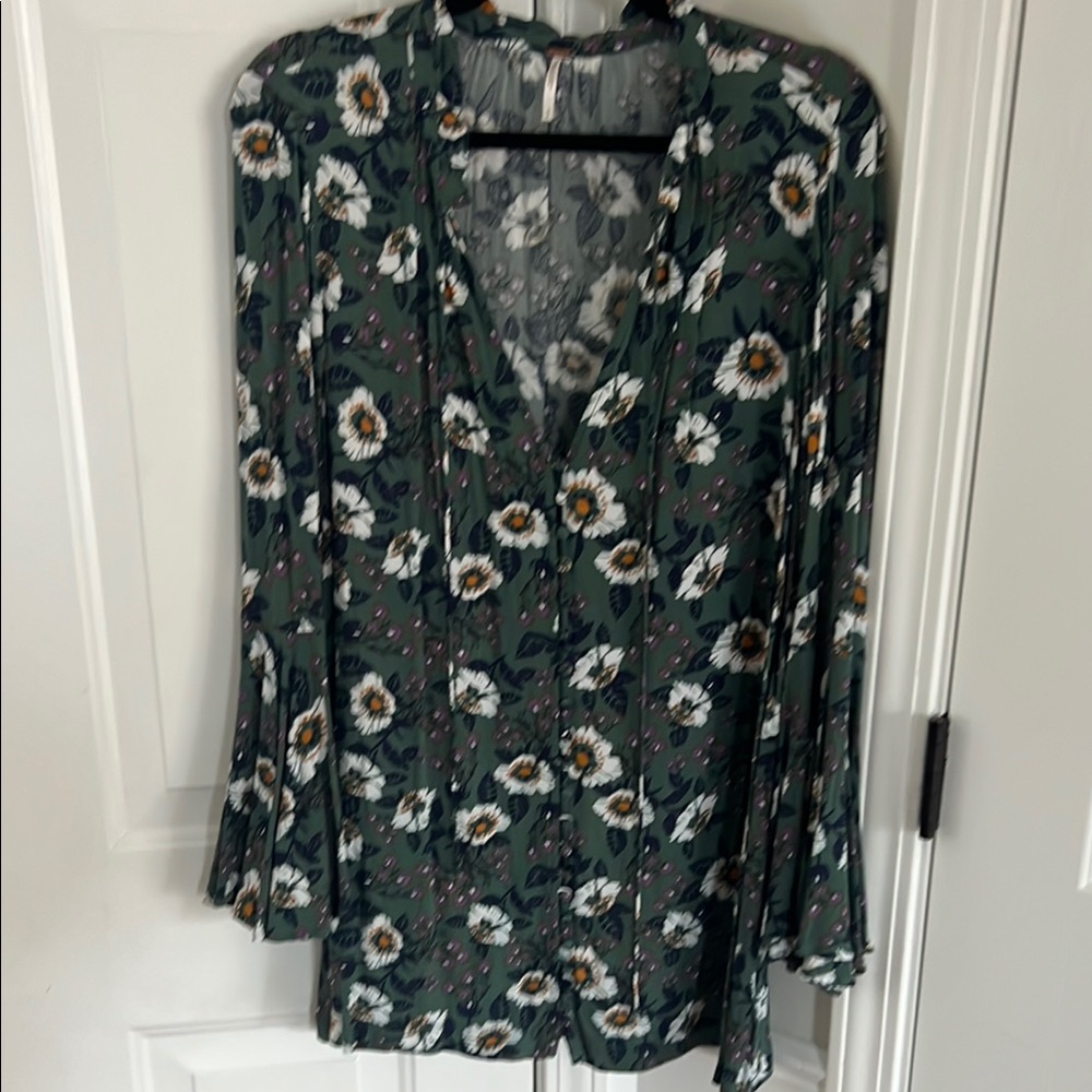 Free People Green Relaxed Mini Dress